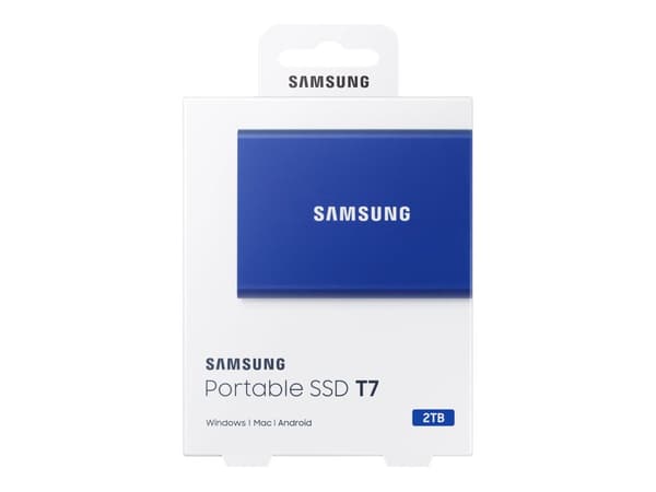 Samsung Portable T7 2TB SSD Hårddisk – MU-PC2T0H – Blå Metallic