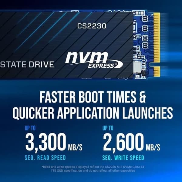 PNY CS2230 500GB intern SSD M.2 NVMe Gen3, upp till 3300MB/s - M280CS2230-500-RB
