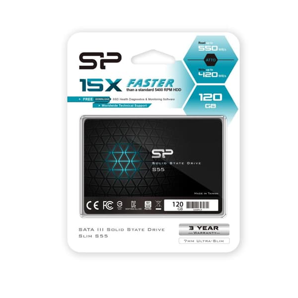 Silicon Power Slim S55 120GB SSD TLC, max R/W 520MB/S