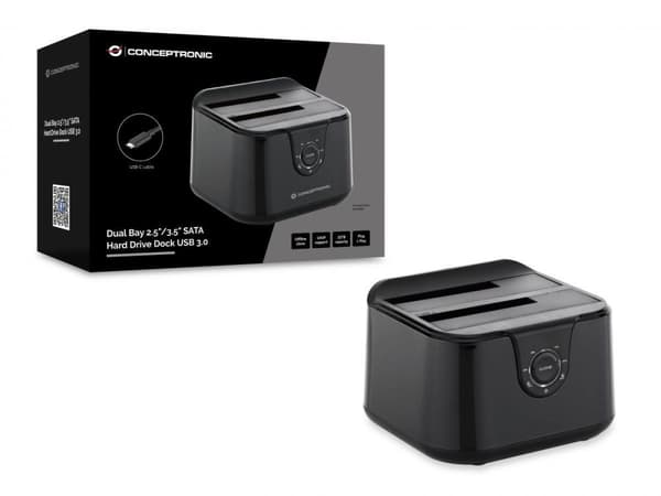 Conceptronic DONN12B Storage Drive Base USB 3.2 Gen 1 (3.1 Gen 1) Type-B Black