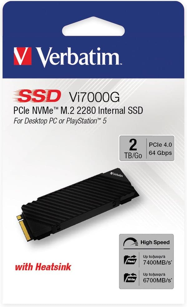Verbatim Vi7000 PCIe NVMe M.2 SSD 2TB 2000GB PCI Express 4.0 (49368-483)