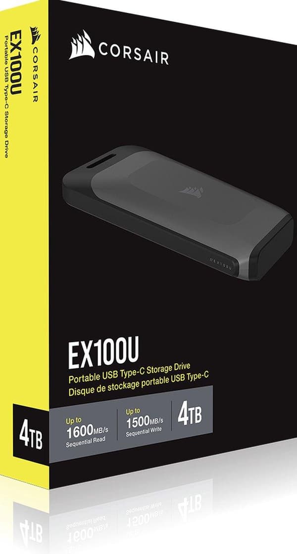 CORSAIR EX100U - Solid State-enhet - 4 TB - extern (bärbar) - USB 3.2 Gen 2 Typ C - svart