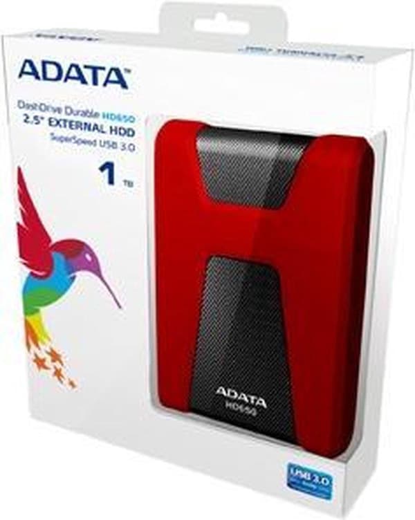 ADATA DashDrive Holdbar HD650 ekstern harddisk 1000 GB Rød