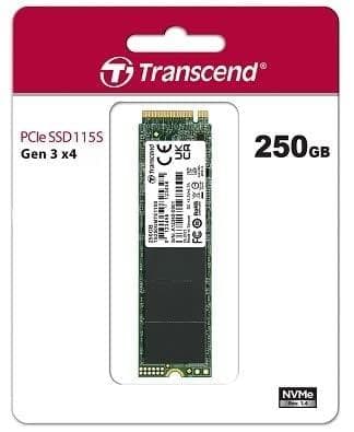 Transcend 115S - SSD - 250 GB - intern - M.2 2280 (dobbeltsidet) - PCIe 3.0 x4 (NVMe) (TS250GMTE115S)