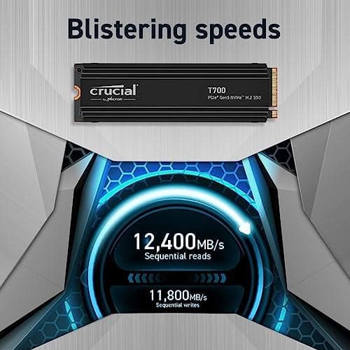 2TB SSD Crucial T700 3D-NAND NVMe PCIe M2 Gen5 kylfläns (CT2000T700SSD5)