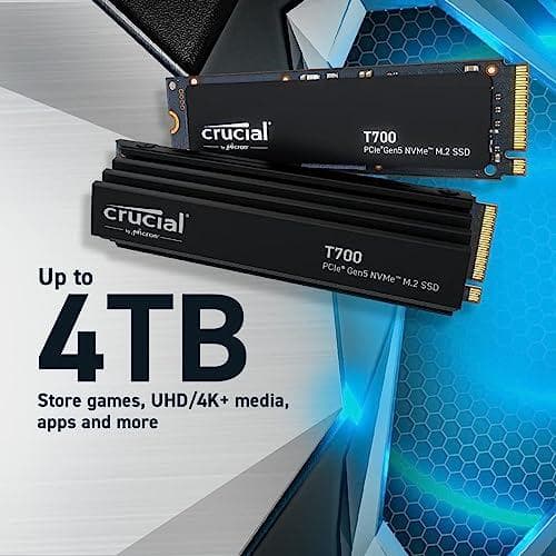 2TB SSD Crucial T700 3D-NAND NVMe PCIe M2 Gen5 kylfläns (CT2000T700SSD5)