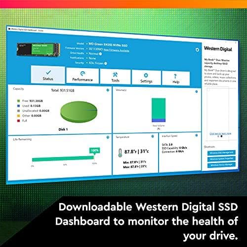 WD Green SN350 NVMe SSD 500GB M.2 2280 PCIe Gen3 (WDS500G2G0C)