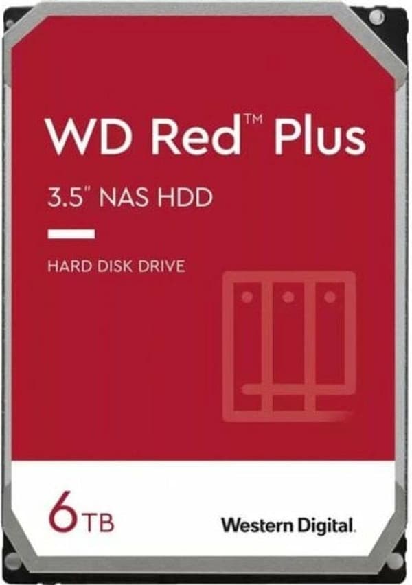 Western Digital Red Plus intern harddisk 6 TB 5400 RPM 256 MB 3,5" Serial ATA III