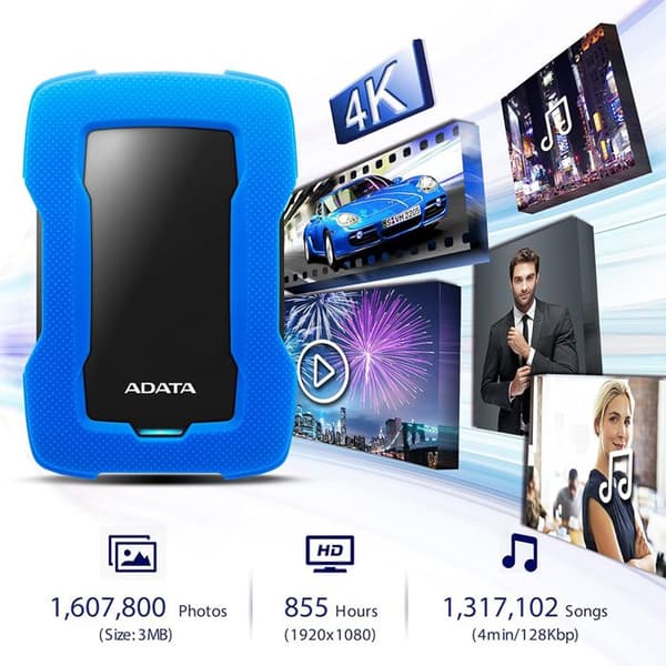 ADATA HD330 1TB USB 3.1 AES 256-bitars extern hårddisk Blå