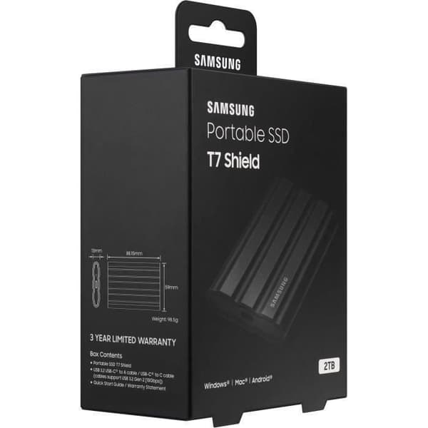 SAMSUNG Extern SSD T7 Shield Svart 2 TB MU-PE2T0S/EU