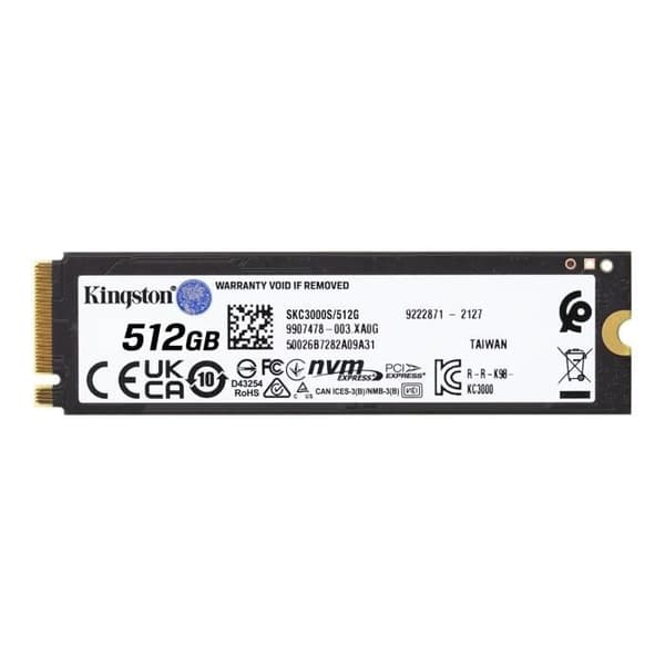 KINGSTON - Intern SSD - KC3000 - 512GB - M.2 NVMe (SKC3000S/512G)