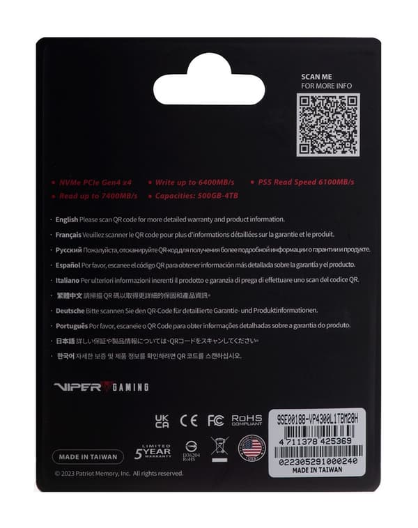 Patriot Memory VP4300 Lite M.2 1 TB PCI Express 4.0 NVMe