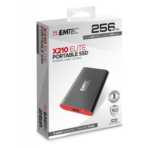 Emtec Ulkoinen Ssd-kiintolevy X20 Elite Usb-c 256gb Kirkas