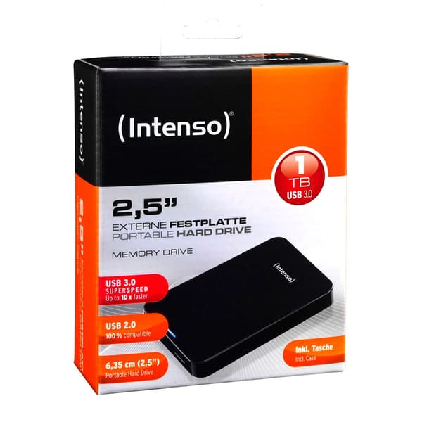 Intenso Extern Hårddisk Hårddisk Memory Drive 2.5 Usb 3.0 With Bag 1tb Svart