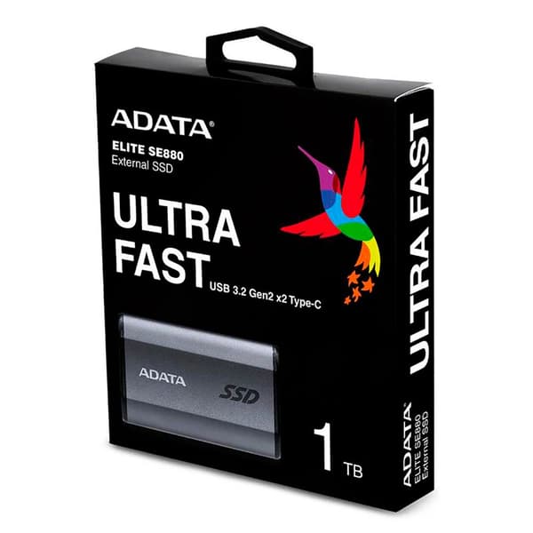 A-data Extern Ssd Hårddisk Elite Se880 Usb 3.2 1tb Silver