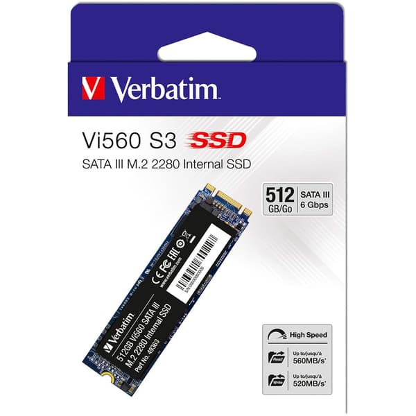 Verbatim Hårddisk Vi560 S3 Sata 3 M.2 2280 Ssd 512gb Svart