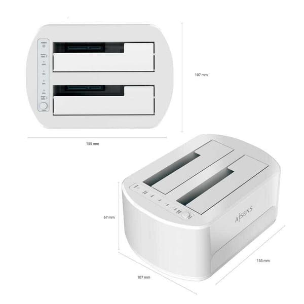 Aisens Dockningsstation För Hårddisk/ssd Asds-d02w Silver