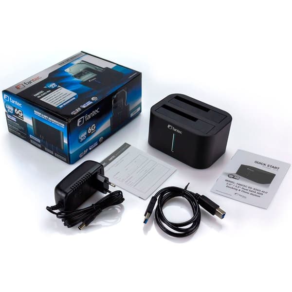 Fantec Dockningsstation För Hårddisk/ssd Ds-x2u3-alu Usb 3.0 Svart