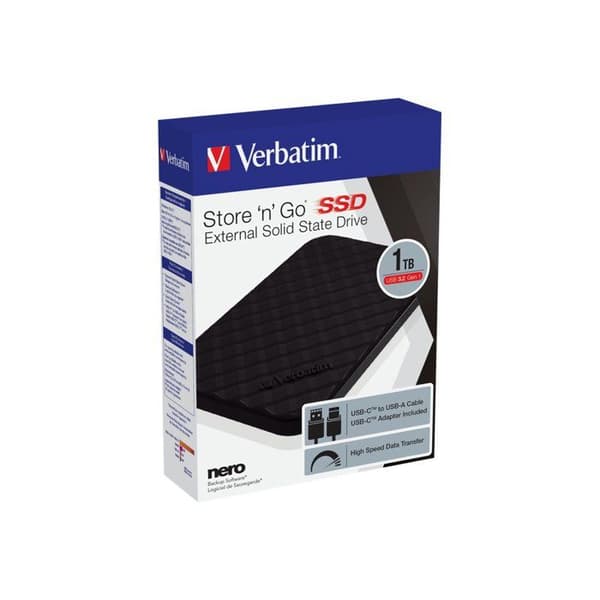 Bärbar SSD - Verbatim - Store 'n' Go - 1 TB - USB-C - 6,35 cm (2,5')