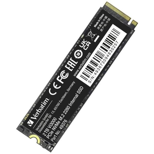 Hårddisk - VERBATIM - Vi3000 - 2 TB - M.2 PCIe NVMe 3.0 x4 - Exceptionell tillförlitlighet och prestanda
