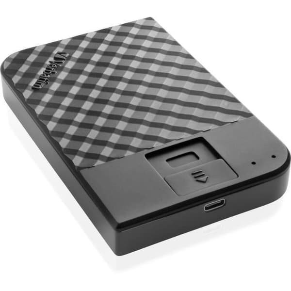 Verbatim 53650 Fingerprint Secure extern hårddisk - 1 TB - USB-C / micro USB - 256-bitars AES