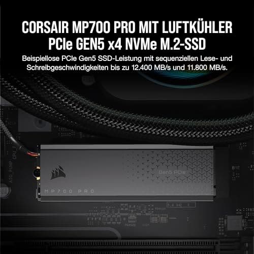 CORSAIR MP700 PRO - SSD - 1TB - intern - M.2 2280 - PCI Express 5.0 x4 (NVMe) - 256-bitars AES (CSSD-F1000GBMP700PRO)