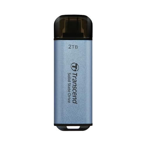 Extern hårddisk - TRANSCEND - ESD300C - SSD - 2 To - USB 3.2 Gen 2x1 - Ljusblå