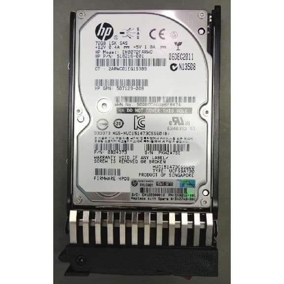 Hewlett Packard Enterprise 512743-001 2,5" 72 GB SAS-hårddisk- REFURBISHED