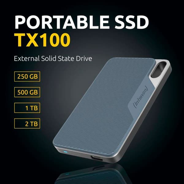 Extern hårddisk - INTENSO - TX100 - 1 To - USB-C 3.2 Gen 1x1 - Extern SSD