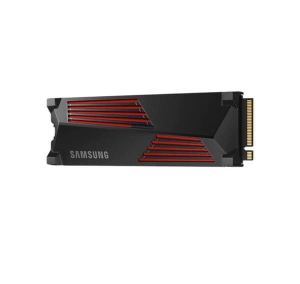 SSD SAMSUNG 990 PRO med kjøleribbe (1TB, M.2, PCIE, NVMe, MLC, skrivehastighet 6900 MByte/sek, lesehastighet 7450 MByte/sek, 2,3 mm)