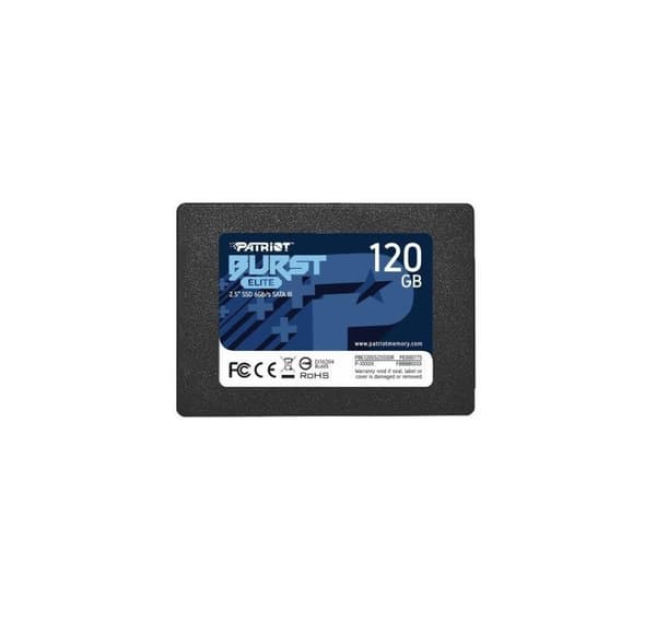 SSD PATRIOT Burst Elite (120 GB, SATA 3.0, 3D NAND, skrivehastighet 320 MByte/sek, lesehastighet 450 MByte/sek, 2,5", TBW 50 TB)