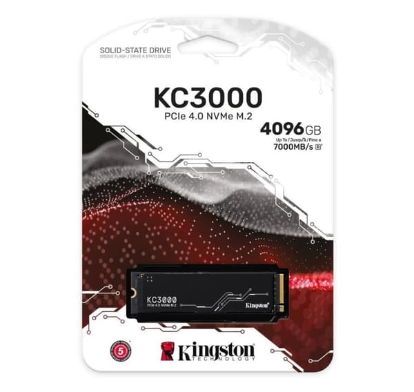 Ssd, Kingston, kc3000 (4tb, m.2, pcie, nvme, 3d tlc, skrivehastighed 7000 mbytes/sek., læsehastighed 7000 mbytes/sek., 3,5 mm)