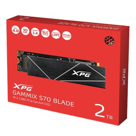 ADATA | XPG Gammix S70 BLADE | 2000 GB | SSD formfaktor M.2 2280 | SSD interface PCIe Gen4x4 | Læsehastighed 7400 MB/s | Skriv sp