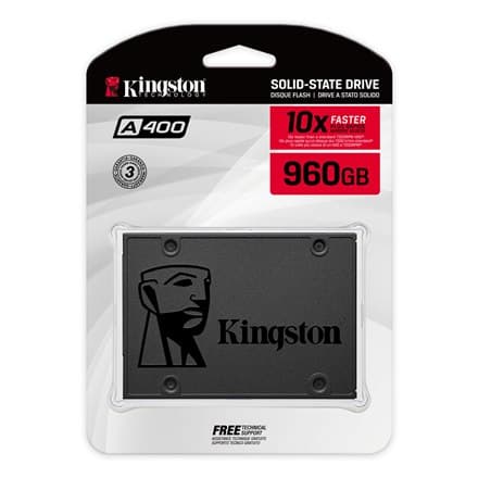 Kingston | SSD | A400 | 960 Gt | SSD-levyn muotokerroin 2,5" | SSD-liitäntä SATA Rev 3.0 | Lukunopeus 500 MB/s | Kirjoitusnopeus 450 MB/s