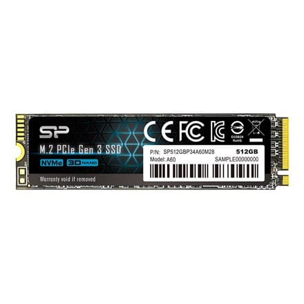 Silicon Power | A60 | 512 Gt | SSD-liitäntä M.2 NVME | Lukunopeus 2200 MB/s | Kirjoitusnopeus 1600 MB/s