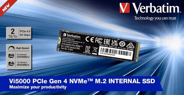 Verbatim Vi5000 2TB NVMe/PCIe M.2 SSD 2280 harddisk M.2 NVMe PCIe 4.0 x4 Detail 31827