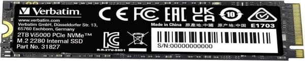 Verbatim Vi5000 2TB NVMe/PCIe M.2 SSD 2280 harddisk M.2 NVMe PCIe 4.0 x4 Detail 31827