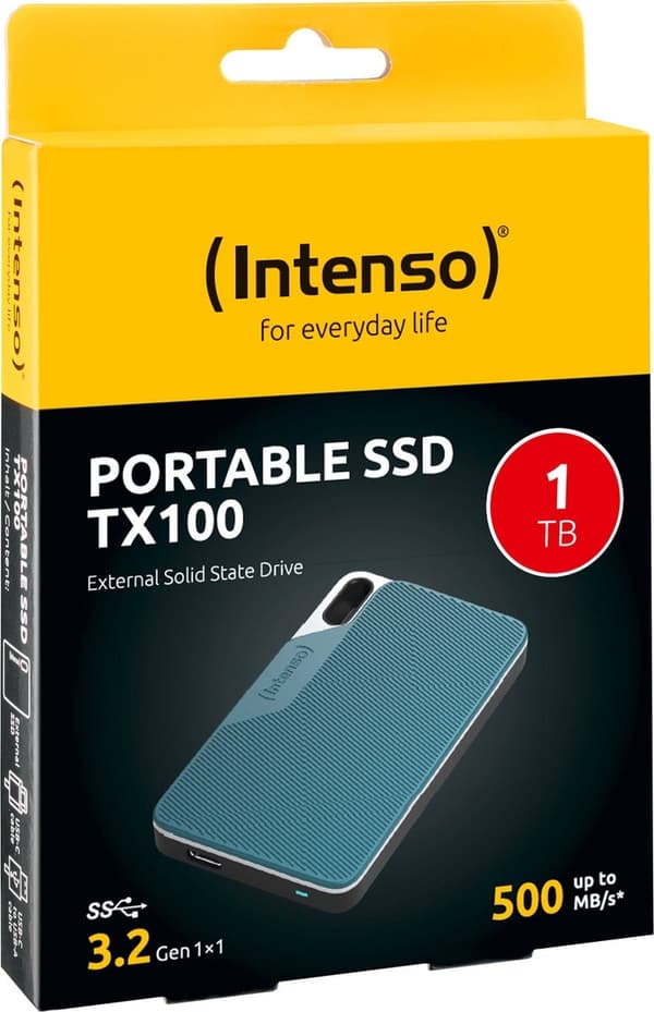 Intenso læse/skrive op til 500 MB/s/1TB blå - grå (3826460)