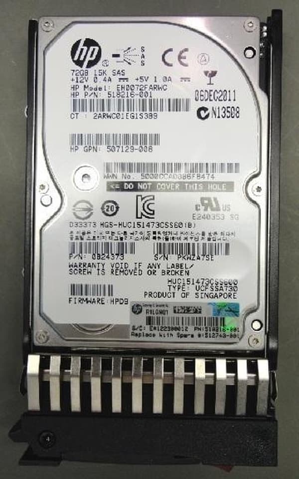 Hewlett Packard Enterprise 512743-001 intern harddisk 2,5'' 72 GB SAS