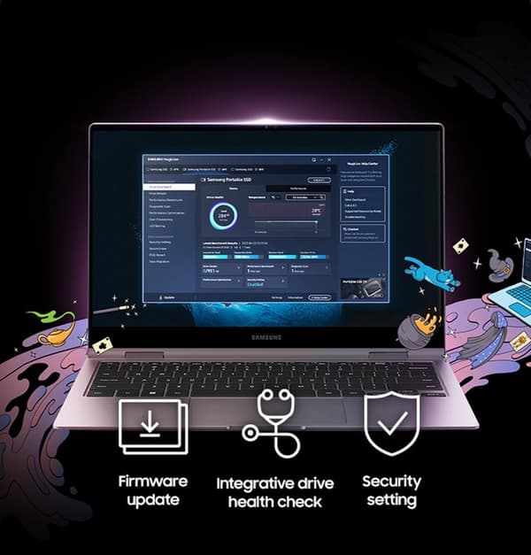 Samsung T9 MU-PG4T0B - SSD - krypteret - 4 TB - ekstern (bærbar) - PC'er, Mac'er, Android-enheder,