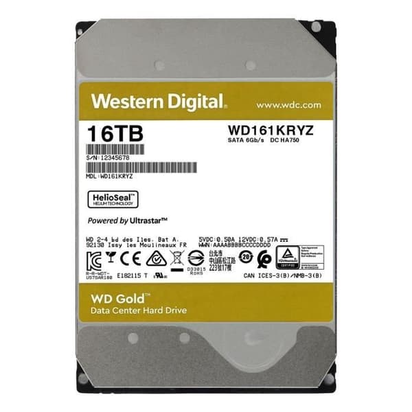 WD Gold™ - Intern hårddisk - 16TB - 7200 rpm - 3,5" (WD161KRYZ)