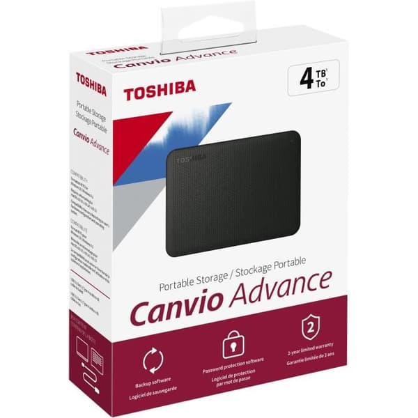 Extern hårddisk - TOSHIBA - Canvio Advance - 4 TB - Svart