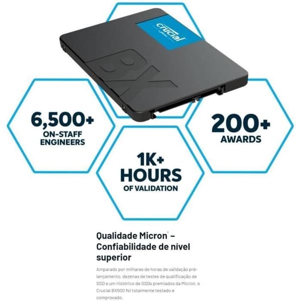 CRUCIAL - Intern Solid State Drive - BX500 - 500gb - 2,5" tum (CT500BX500SSD1)