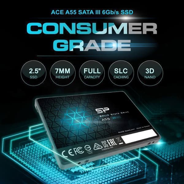 Intern SSD - Silicon Power - Ace A55 2To - SATA III 2.5" 3D NAND