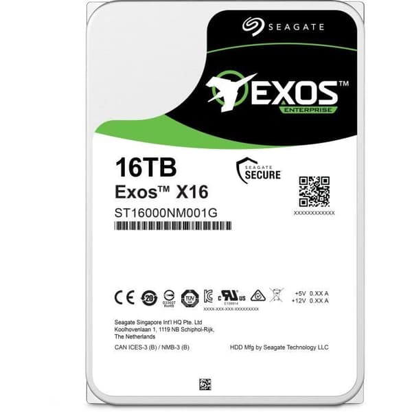 SEAGATE - Intern hårddisk HDD - Exos X16 - 16TB - 7200 rpm - 3,5" (ST16000NM001G)
