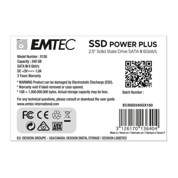 EMTEC SSD Power Plus - Solid State-enhet - 240 GB - intern - 2,5" - SATA 6Gb-s