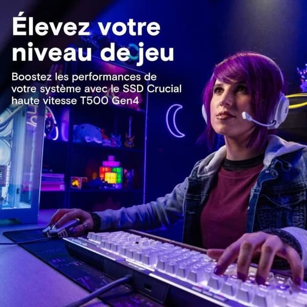 Crucial T500 SSD 1TB PCIe Gen4 NVMe M.2 PS5 Intern spel-SSD med kylfläns, kompatibel PlayStation 5 - CT1000T500SSD5
