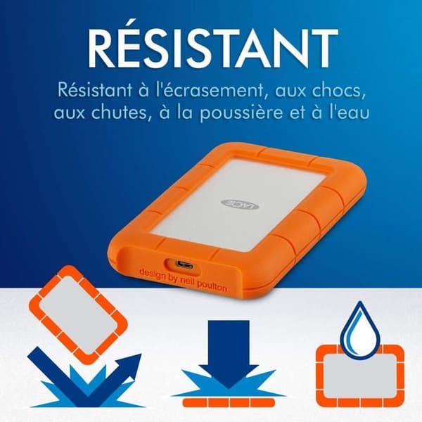 LaCie STFR1000800 extern hårddisk - 2,5" - 1 TB - USB Typ C