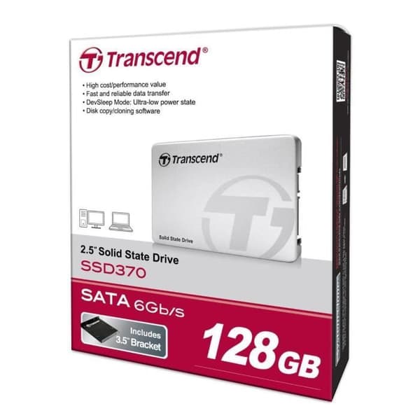 TRANSCEND SSD370 intern solid state-enhet - 128 GB - 2,5" SATA3 MLC - stötsäker och vibrationsdämpande