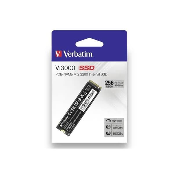 Verbatim Vi3000 256GB intern SSD NVMe/PCIe M.2 PCIe NVMe 3.0 x4 Retail 49373